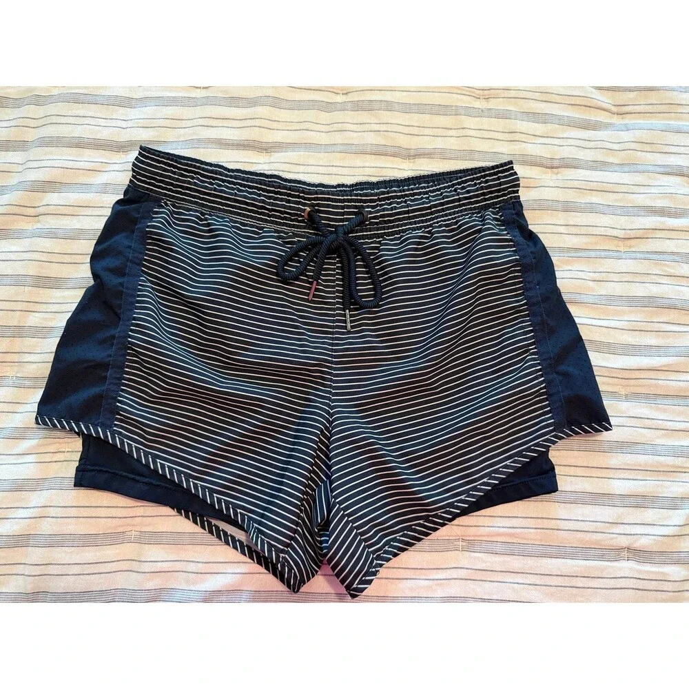 Tangerine Striped Running Shorts in Navy and Gray Women’s Size Small